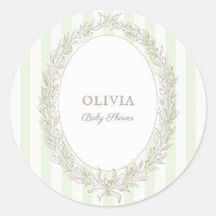 Sticker Rond Bonjour Bebe Pâtisserie française Green Stripe