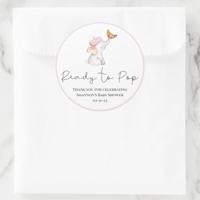 Sticker Rond Bonjour Bebe Romantique Français Baby shower fille (Sac)