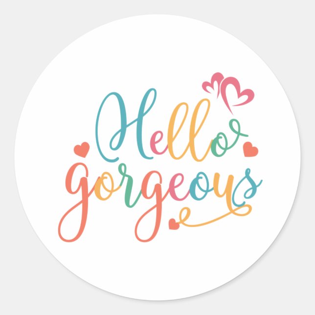 Sticker Rond Bonjour belle multicolore (Devant)