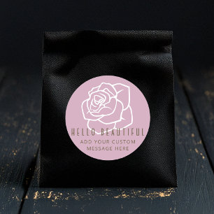 Sticker Rond Bonjour Belle - Rose Rose Moderne Chic