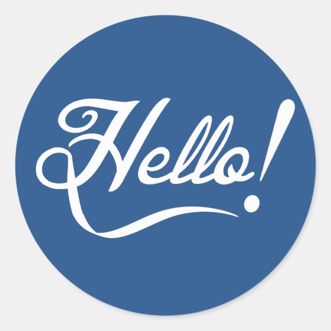 Sticker Rond Bonjour bleu classique (Devant)
