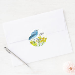 Sticker Rond Bonjour Bluebird Yellow Desert Fleurs sauvages