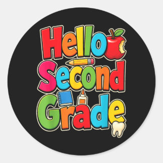 Sticker Rond Bonjour deuxième année rentrée scolaire enfants él