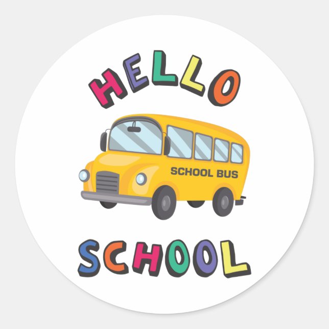 Sticker Rond Bonjour école (Devant)