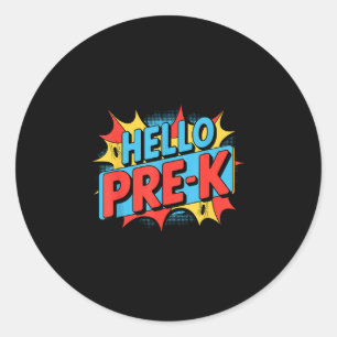Sticker Rond Bonjour équipe préscolaire pré-maternelle araignée