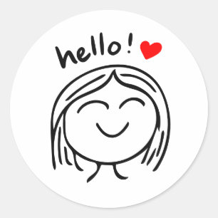Sticker Rond Bonjour heureux