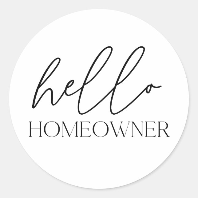 Sticker Rond Bonjour Immobilier propriétaire (Devant)
