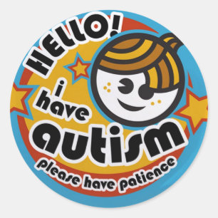 STICKER ROND BONJOUR J'AI AUTISME - SENSIBILISATION