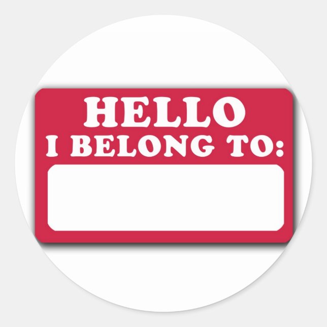 Sticker Rond Bonjour, je suis à... (Devant)