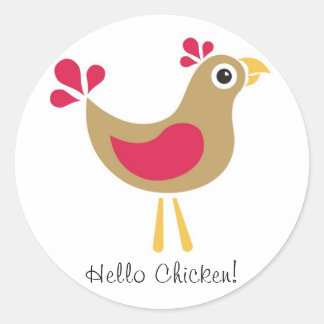 Sticker Rond Bonjour le poulet ! Feuille d'autocollants de poul