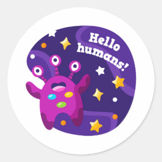 Sticker Rond Bonjour les humains