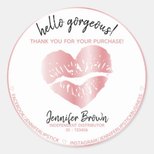 Sticker Rond Bonjour magnifique chevalet à lèvres rosegold