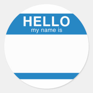 Sticker Rond Bonjour Mon Nom Est - Bleu