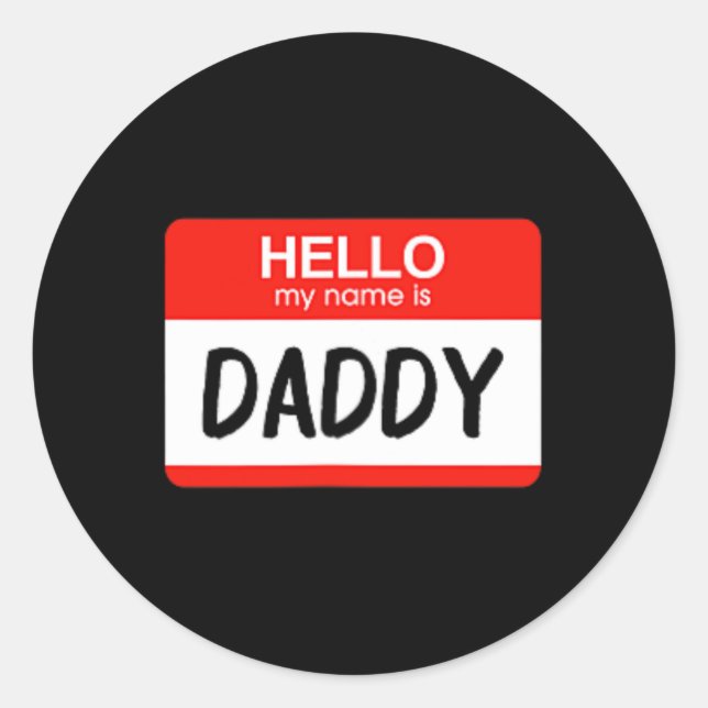 Sticker Rond Bonjour Mon nom est papa Fun Nom Balise Costume (Devant)