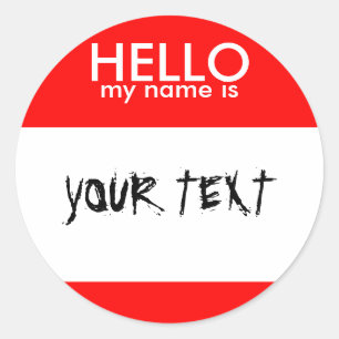 Sticker Rond BONJOUR mon nom est (RED)