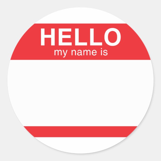 Sticker Rond Bonjour Mon Nom Est - Rouge (Devant)