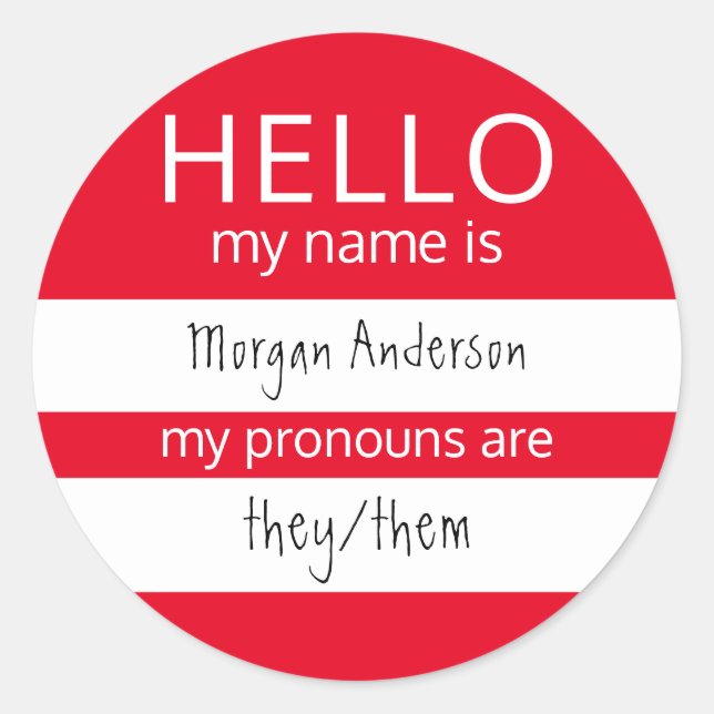 Sticker Rond BONJOUR Personnalisé Mon nom Pronounounes est (Devant)
