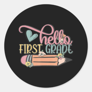 Sticker Rond Bonjour Première Année 1ère Année Retour À L'École