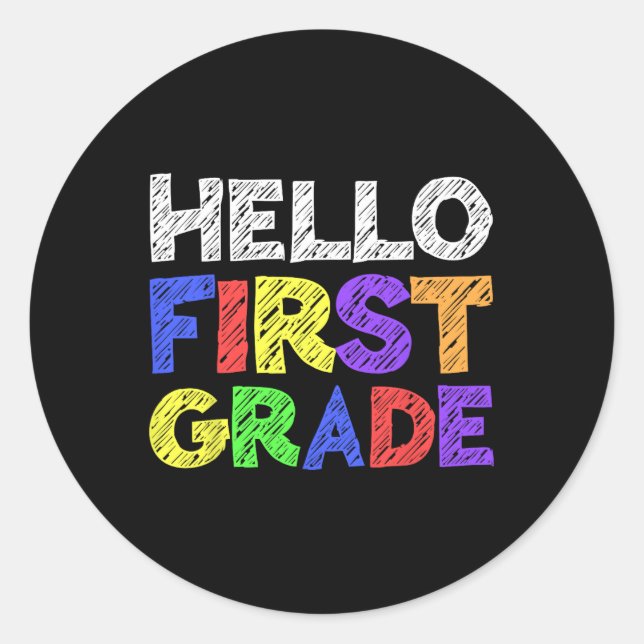 Sticker Rond Bonjour Première Année 1ère année Retour à l'école (Devant)