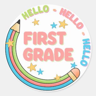 Sticker Rond Bonjour première année de retour à l'école