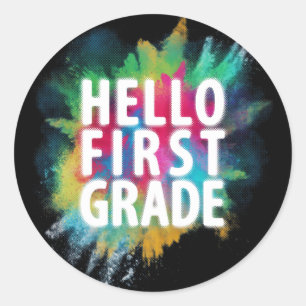 Sticker Rond Bonjour première année ! Drôle 1ère année de retou