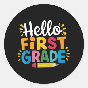 Sticker Rond Bonjour Première Année Retour À L'École