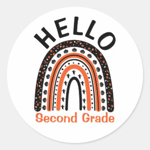 Sticker Rond Bonjour professeur de deuxième année Halloween boh