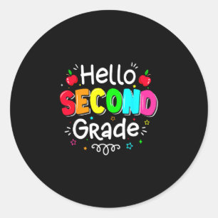 Sticker Rond Bonjour professeur de garçon fille de deuxième ann