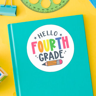 Sticker Rond Bonjour quatrième année de retour à l'école