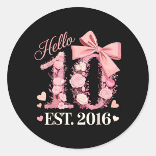 Sticker Rond Bonjour Ten EST 2016 10e anniversaire Coquette Bow