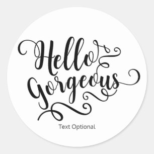 Sticker Rond Bonjour typographie magnifique calligraphie person