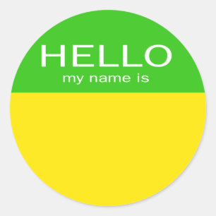 Sticker Rond Bonjour Unique Mon Nom Est - Citron Lime