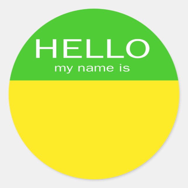 Sticker Rond Bonjour Unique Mon Nom Est - Citron Lime (Devant)