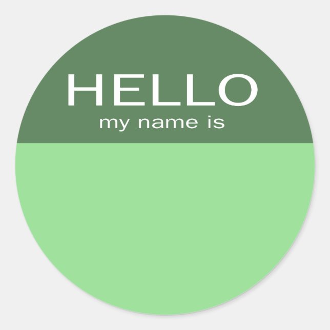 Sticker Rond Bonjour unique Mon nom est - Vert sur Vert (Devant)