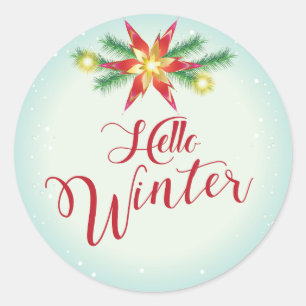 Sticker Rond Bonjour Vacances d'hiver Noël et Nouvel An