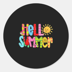 Sticker Rond Bonjour Vacances Été Glace Crème Popsicle Watermel