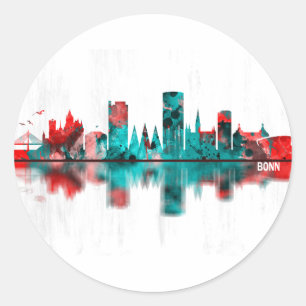 Sticker Rond Bonn Allemagne Skyline