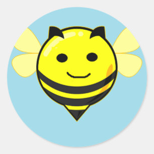 Sticker Rond Bonne abeille sur bleu