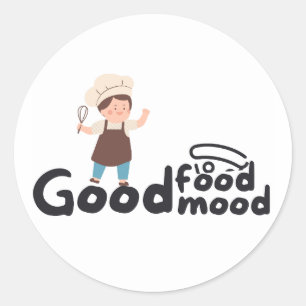 Sticker Rond Bonne alimentation Bonne humeur Chef Cuisine