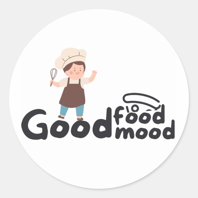 Sticker Rond Bonne alimentation Bonne humeur Chef Cuisine (Devant)