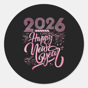 Sticker Rond Bonne année 2026 Chargement des feux d'artifice