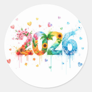 Sticker Rond Bonne année 2026 : Une année de nouvelles possibil