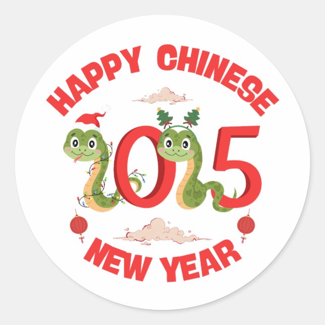 Sticker Rond Bonne Année Chinoise 2025 Année Du Serpent (Devant)