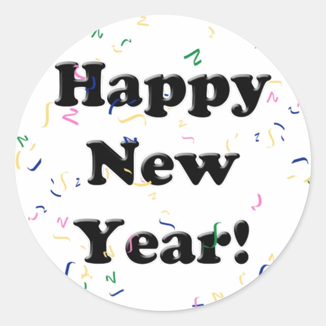 Sticker Rond Bonne année ! Confetti (Devant)