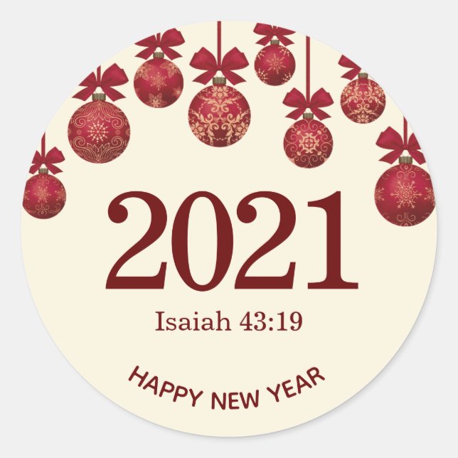 Sticker Rond Bonne année | Ésaïe 43:19 Noël | 2021 (Devant)
