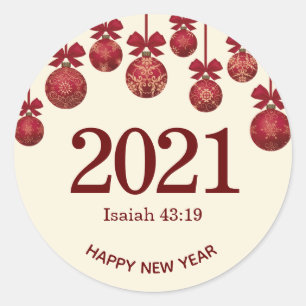 Sticker Rond Bonne année Ésaïe 43:19 Noël 2021