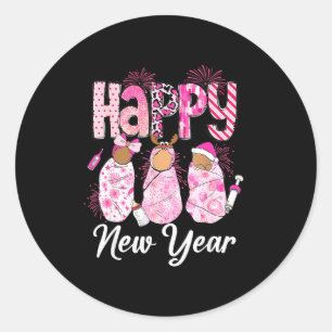 Sticker Rond Bonne année infirmière en salle d'accouchement