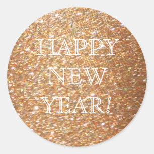 Sticker Rond Bonne année ! Parties scintillant de cuivre