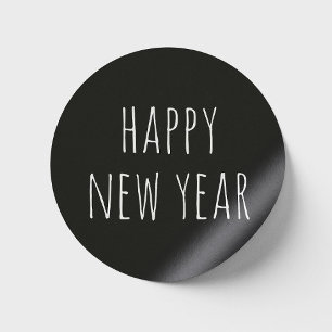 Sticker Rond Bonne année Vacances minimaliste moderne noir