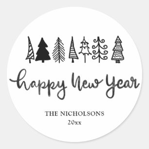 Sticker Rond Bonne année   Vacances modernes manuscrites